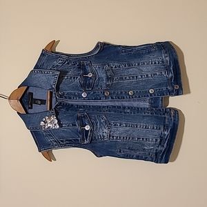 INC. Denim Vest with Bejeweled collar piece